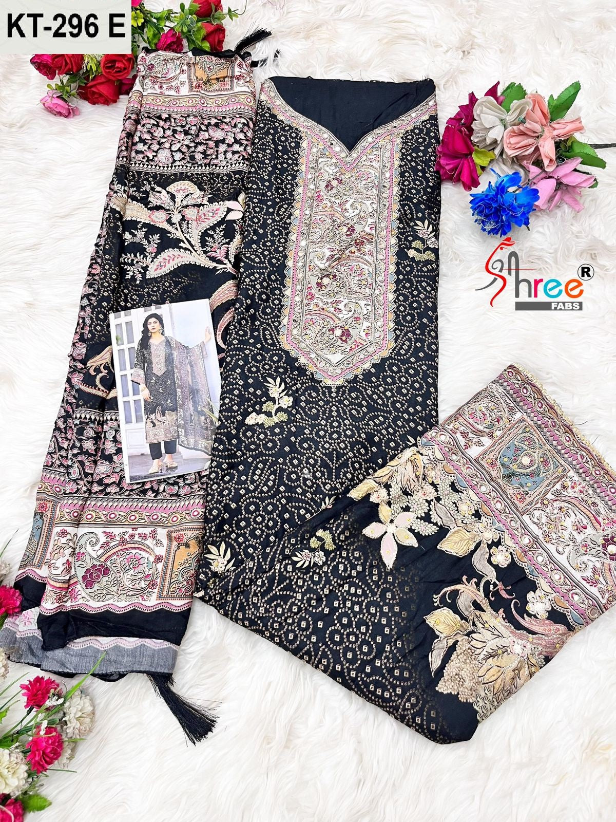 Kt-296-E Shree Fabs Printed Karachi Unstitched Suits