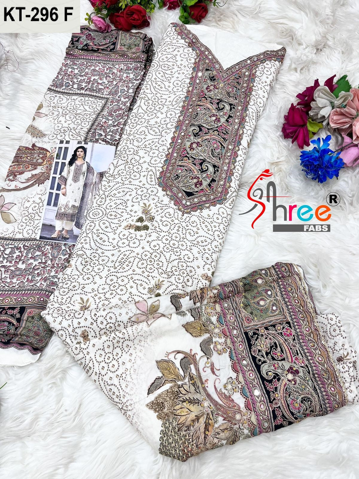 Kt-296-F Shree Fabs Printed Karachi Unstitched Suits