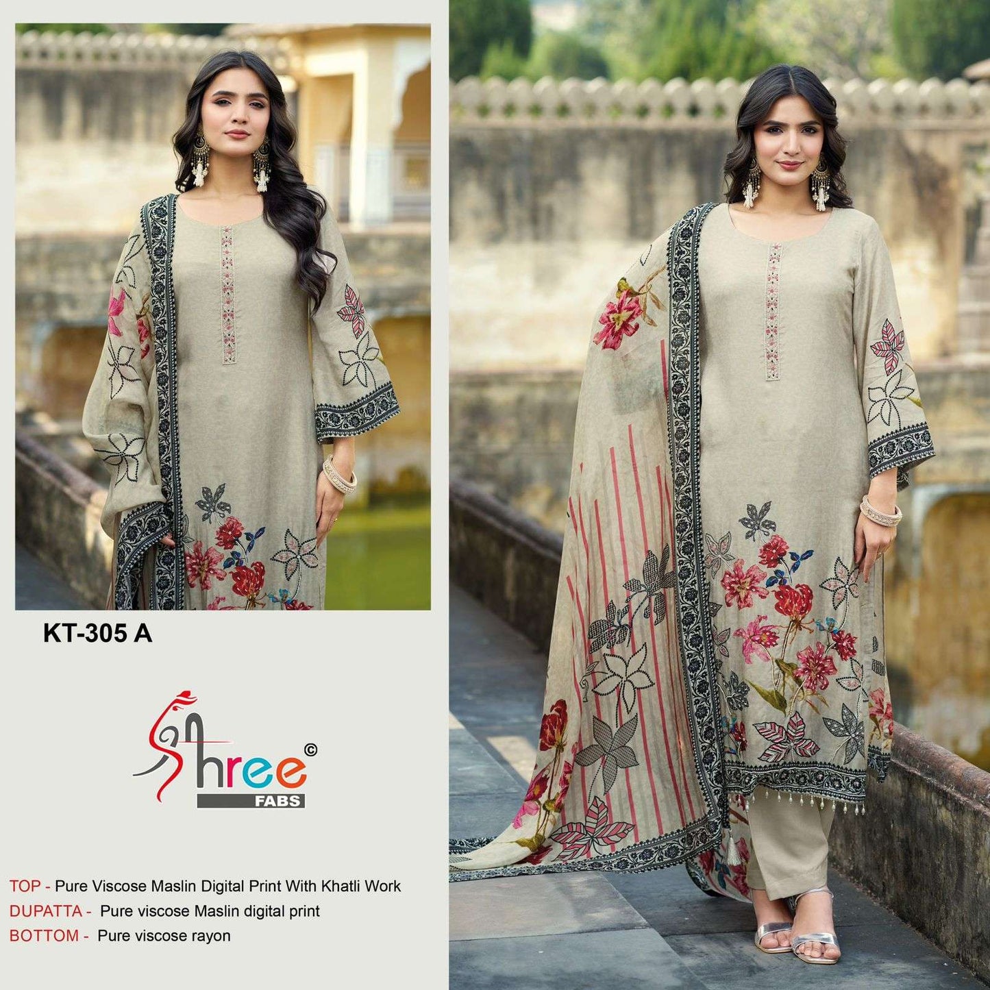 Kt-305-A Shree Fabs Viscose Muslin Pakistani Salwar Suits