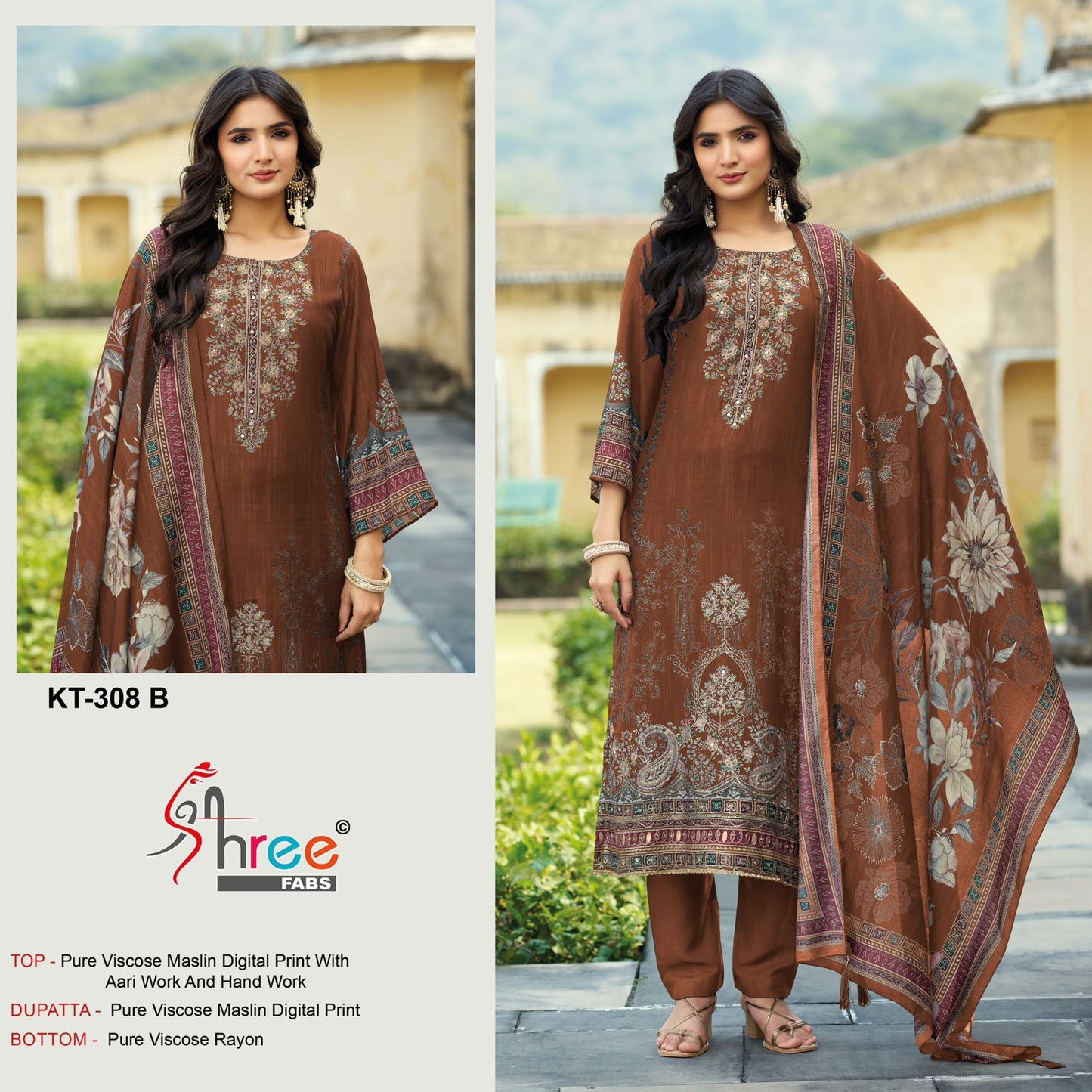 Kt-308-B Shree Fabs Pure Viscose Pakistani Salwar Suits