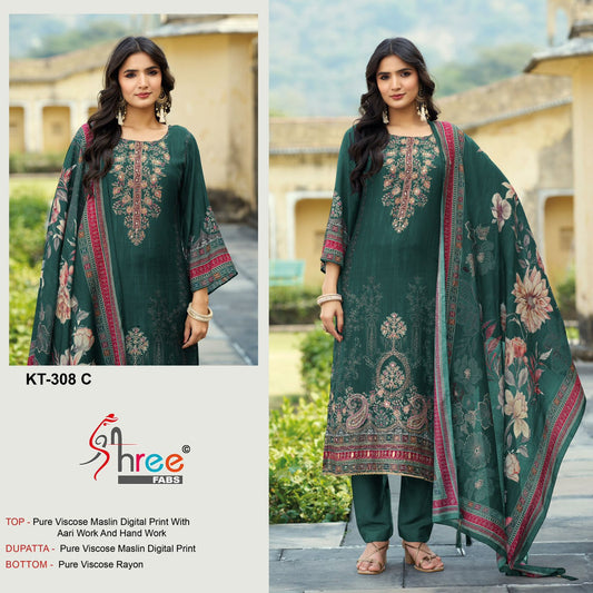 Kt-308-C Shree Fabs Pure Viscose Pakistani Salwar Suits