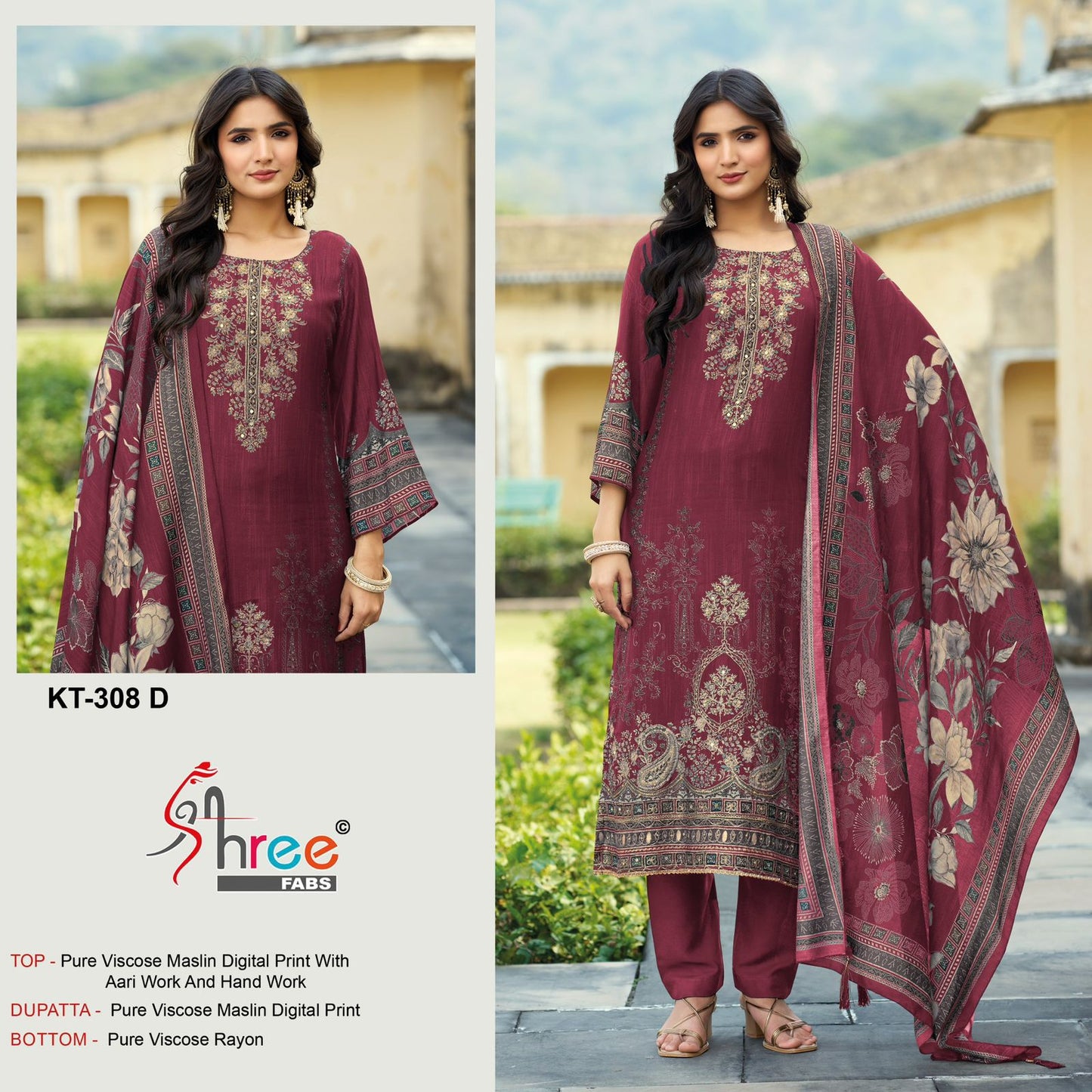 Kt-308-D Shree Fabs Pure Viscose Pakistani Salwar Suits
