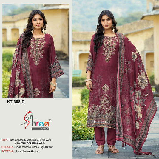 Kt-308-D Shree Fabs Pure Viscose Pakistani Salwar Suits