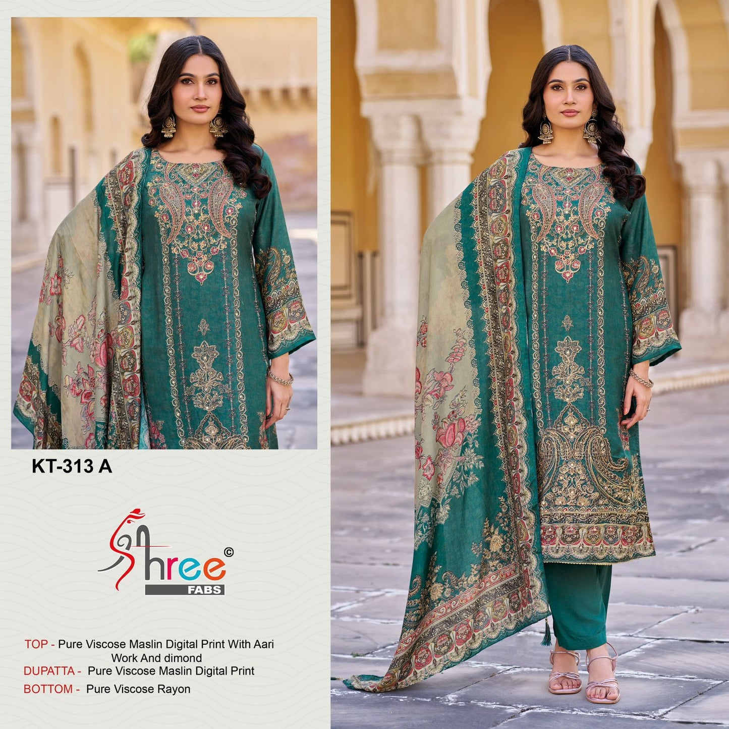 Kt-313-A Shree Fabs Pure Viscose Muslin Pakistani Salwar Suits