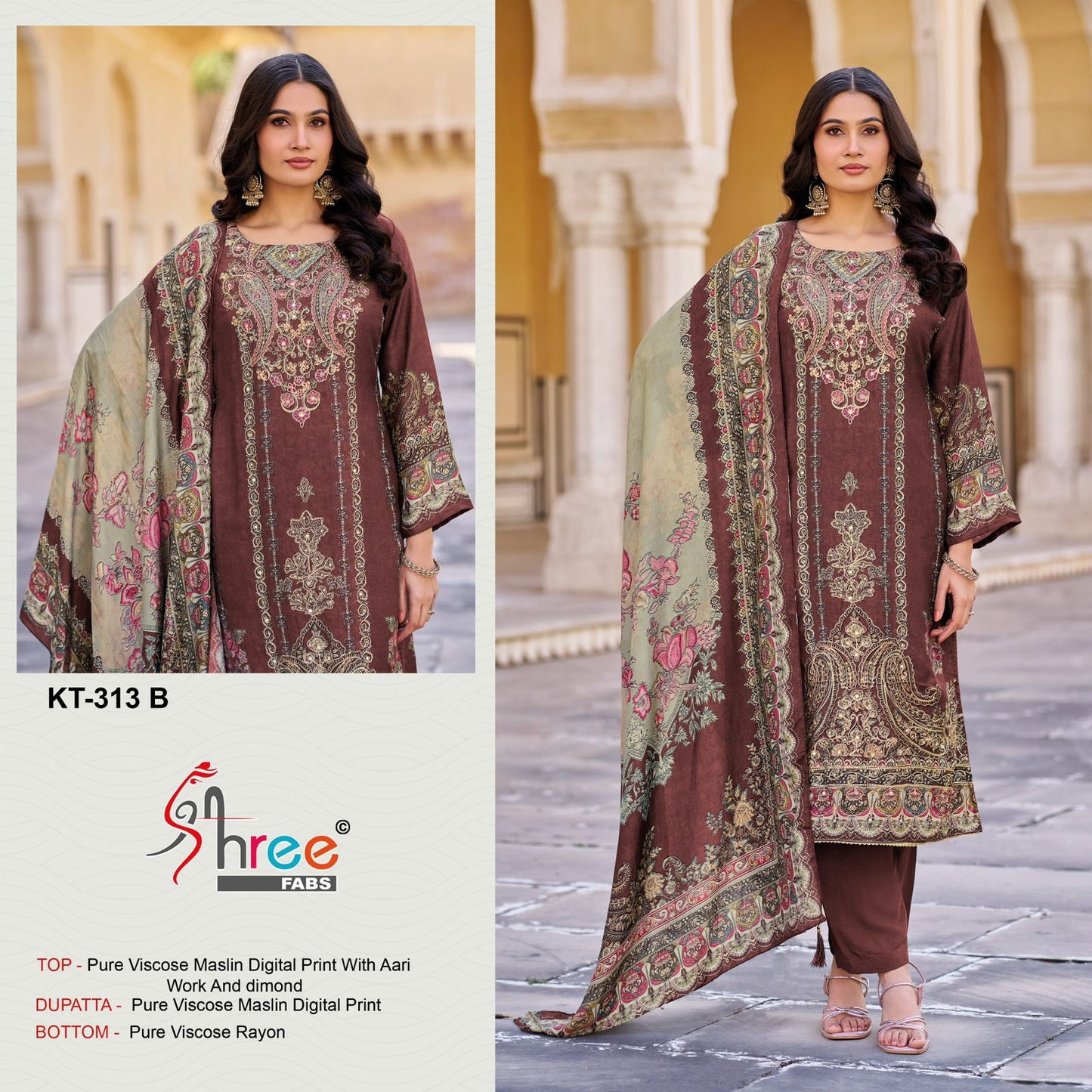 Kt-313-B Shree Fabs Pure Viscose Muslin Pakistani Salwar Suits