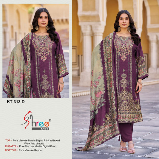 Kt-313-D Shree Fabs Pure Viscose Muslin Pakistani Salwar Suits