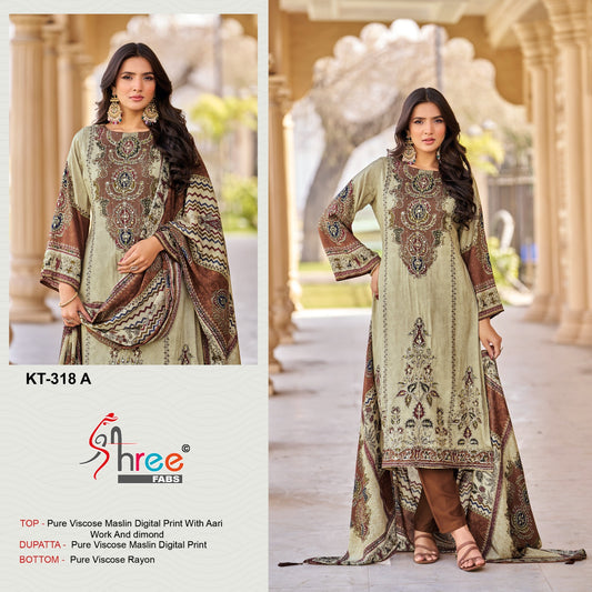 Kt-318 Shree Fabs Pure Viscose Pakistani Salwar Suits