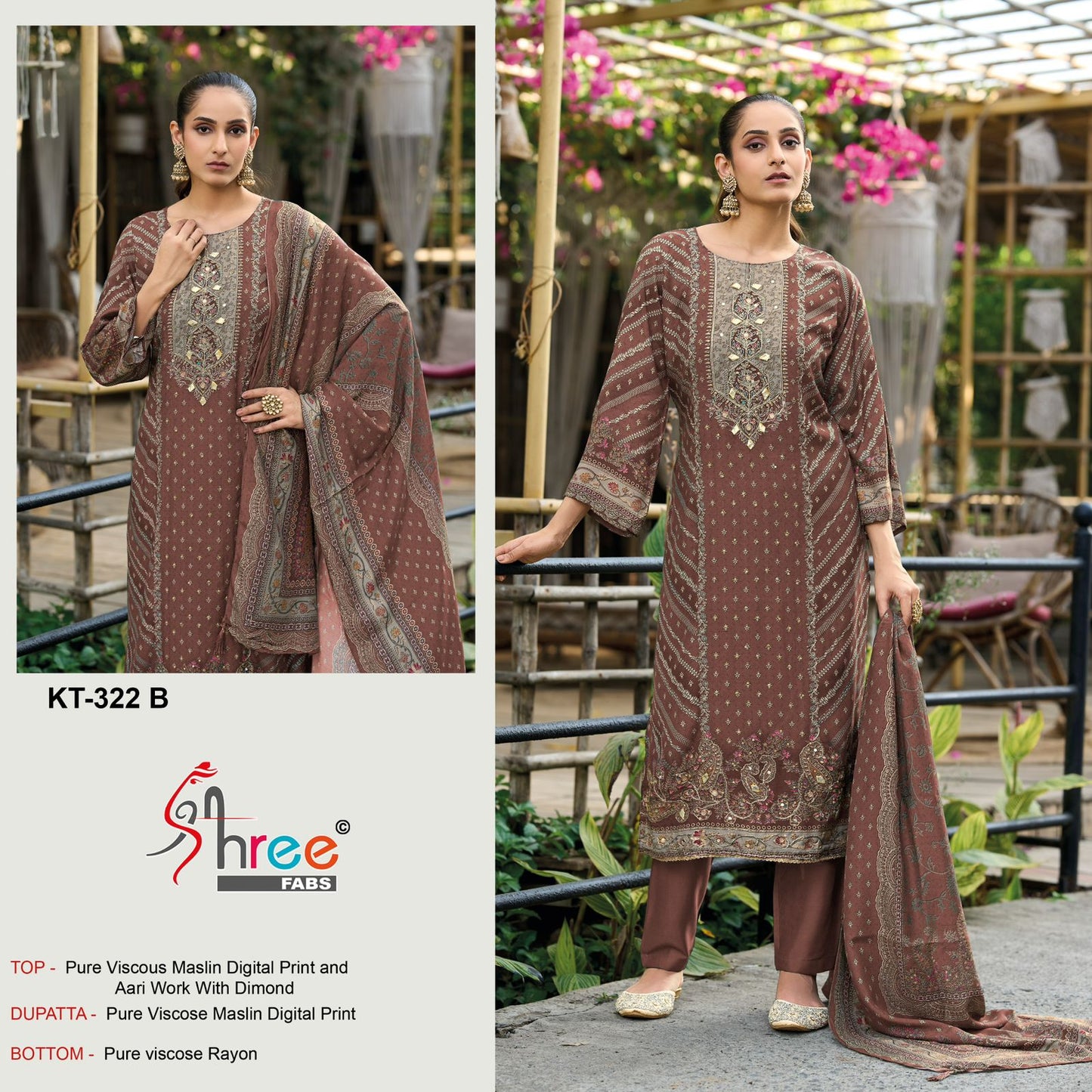 Kt-322-B Shree Fabs Pure Viscose Pakistani Salwar Suits