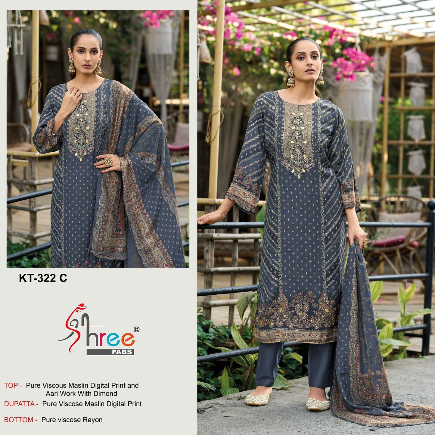 Kt-322-C Shree Fabs Pure Viscose Pakistani Salwar Suits