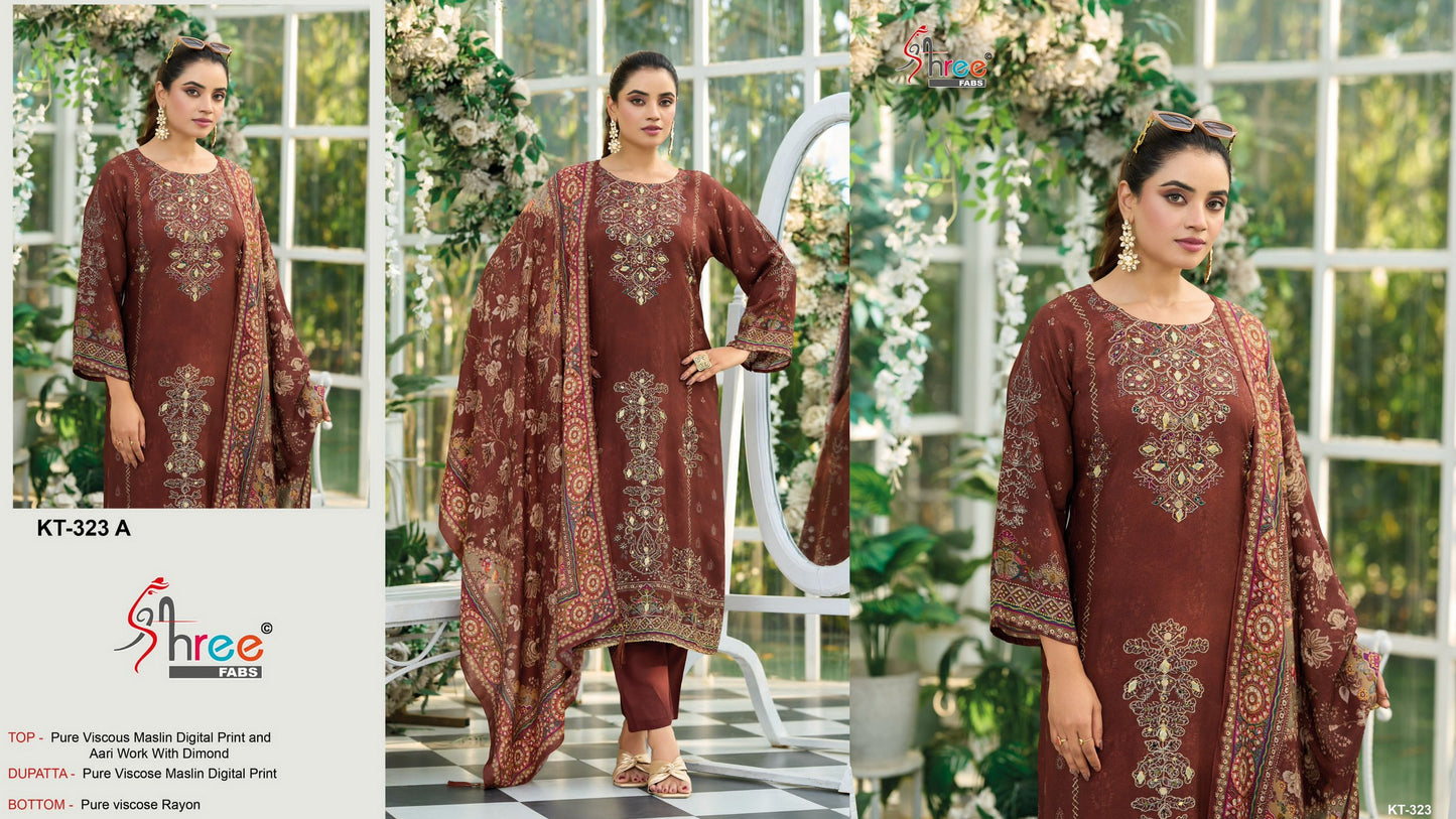 Kt-323-A Shree Fabs Pure Viscose Pakistani Salwar Suits