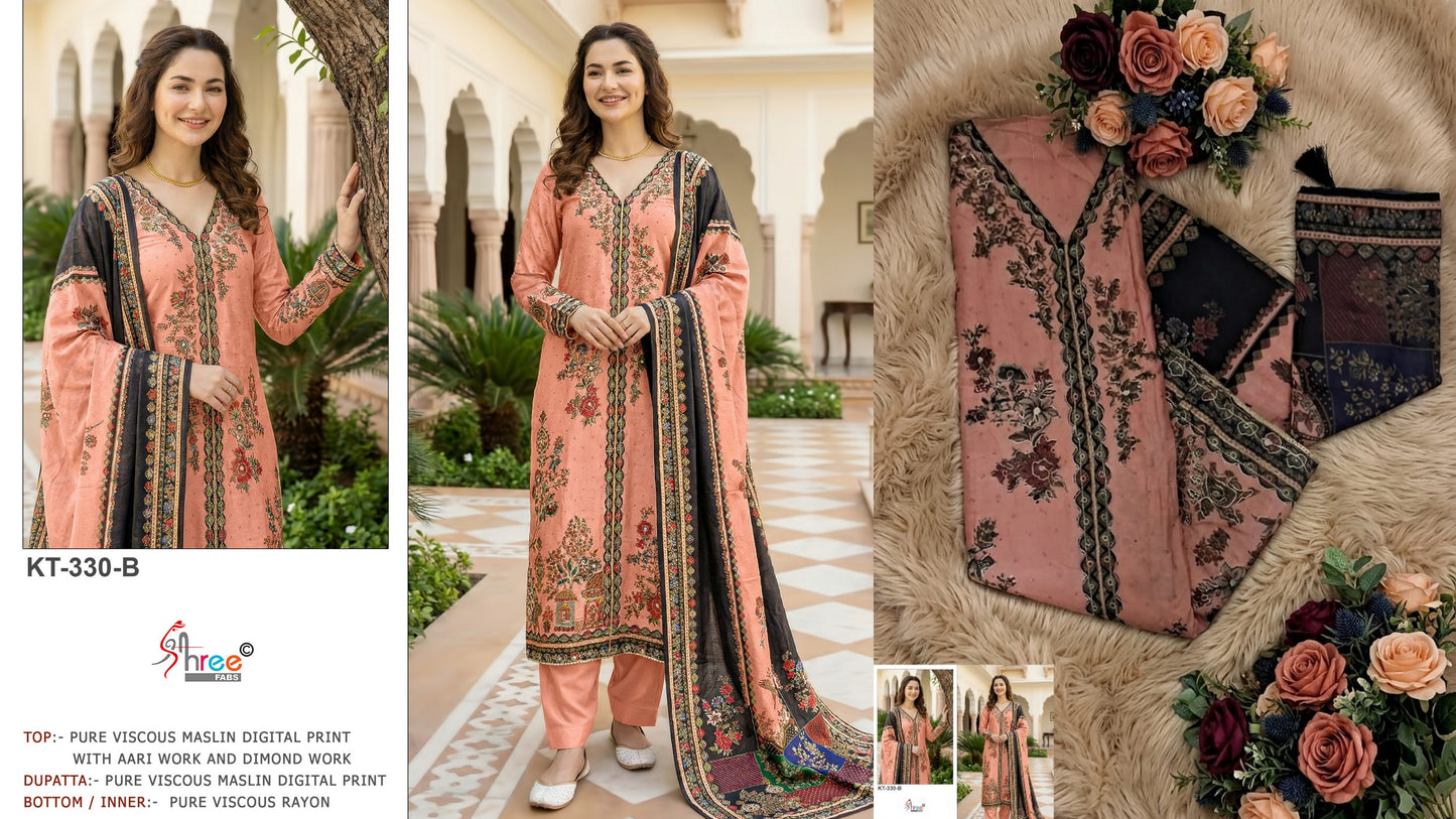 Kt-330-B Shree Fabs Viscose Muslin Pakistani Salwar Suits