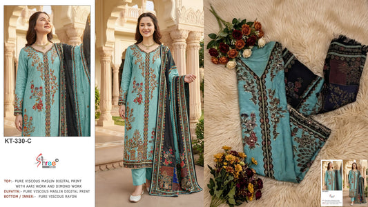 Kt-330-C Shree Fabs Viscose Muslin Pakistani Salwar Suits