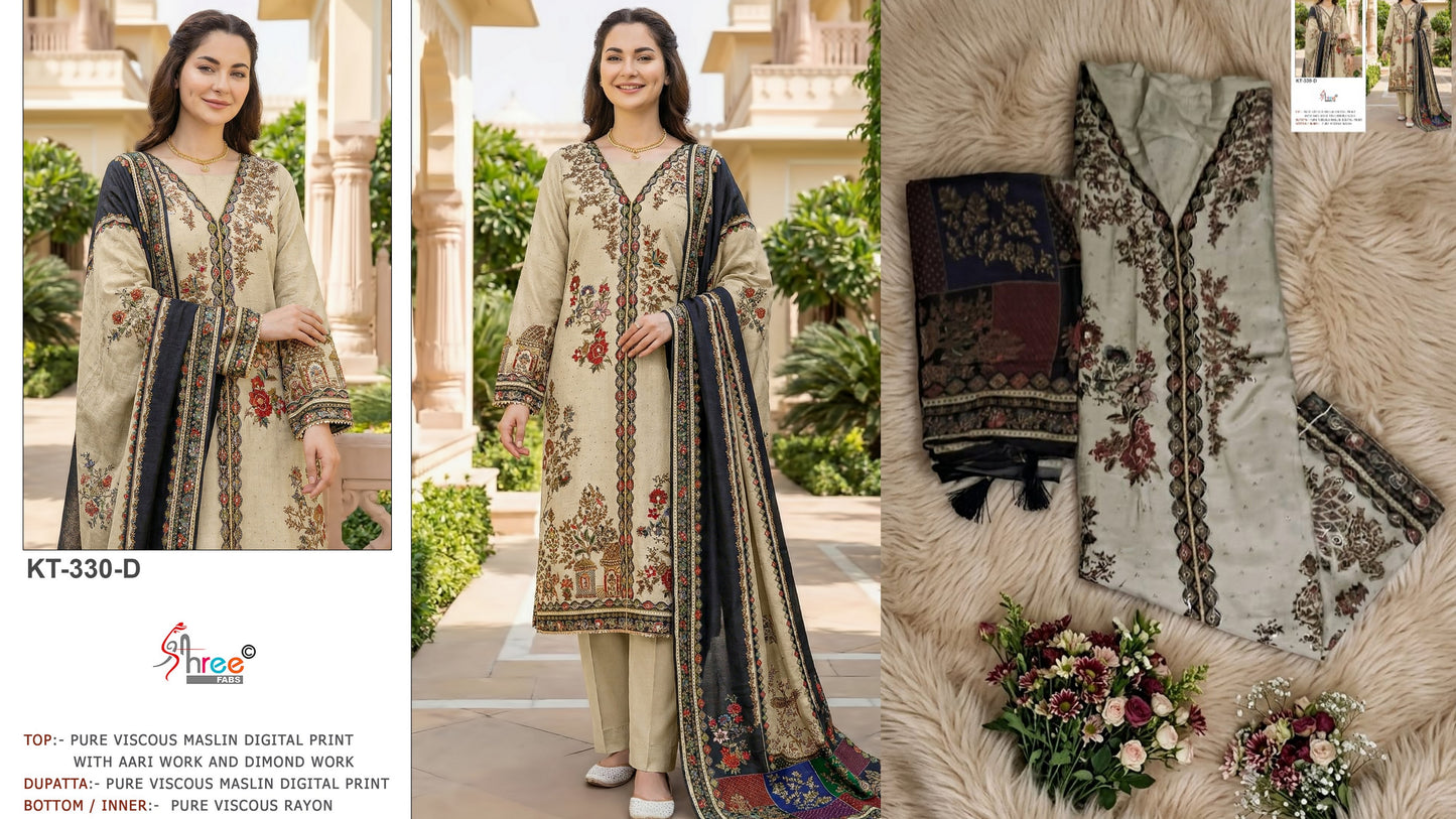 Kt-330-D Shree Fabs Viscose Muslin Pakistani Salwar Suits