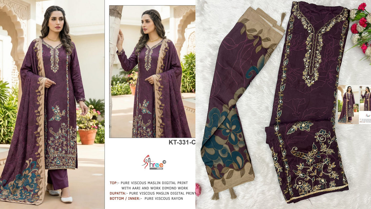 Kt-331-C Shree Fabs Viscose Muslin Pakistani Salwar Suits