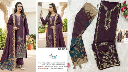 Kt-331-C Shree Fabs Viscose Muslin Pakistani Salwar Suits