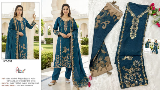 Kt-331 Shree Fabs Viscose Muslin Pakistani Salwar Suits