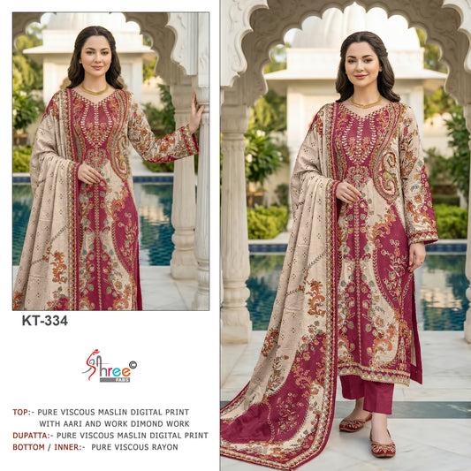 Kt-334 Shree Fabs Vscose Muslin Pakistani Salwar Suits