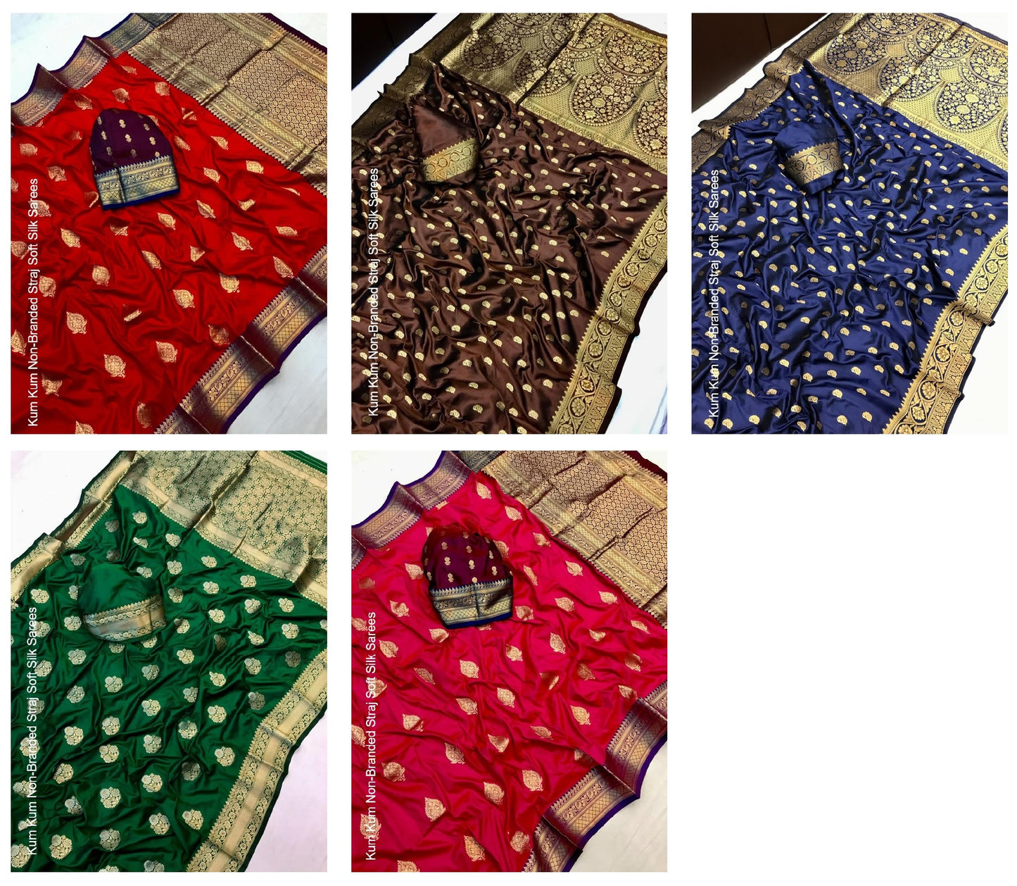 Kum Kum Non-Branded Straj Soft Silk Sarees