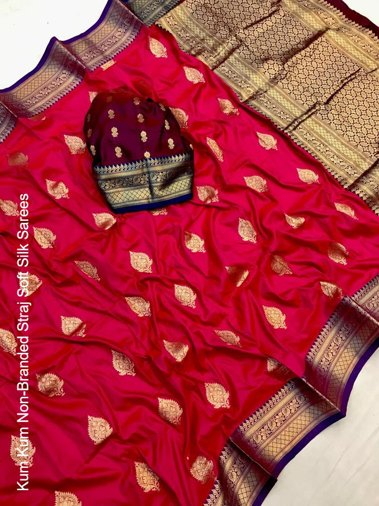 Kum Kum Non-Branded Straj Soft Silk Sarees