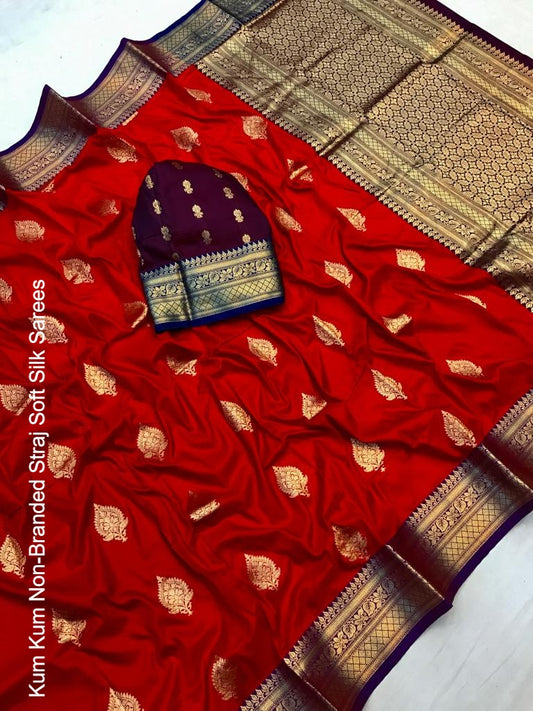 Kum Kum Non-Branded Straj Soft Silk Sarees