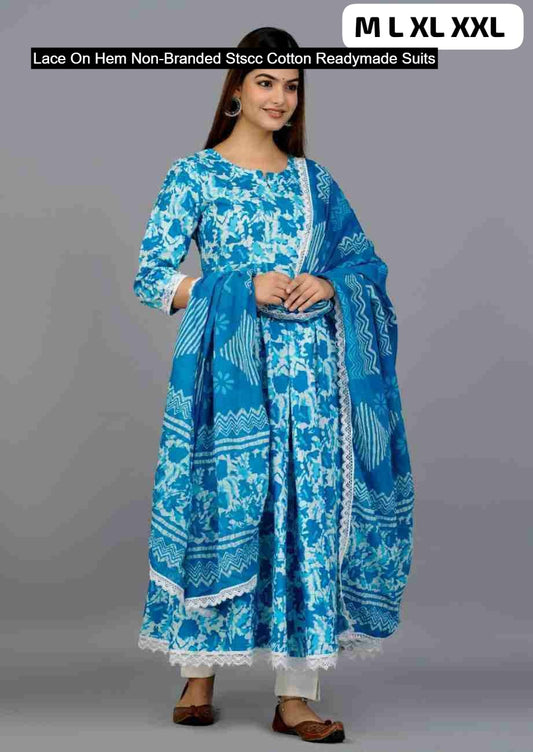 Lace On Hem Non-Branded Stscc Cotton Readymade Suits