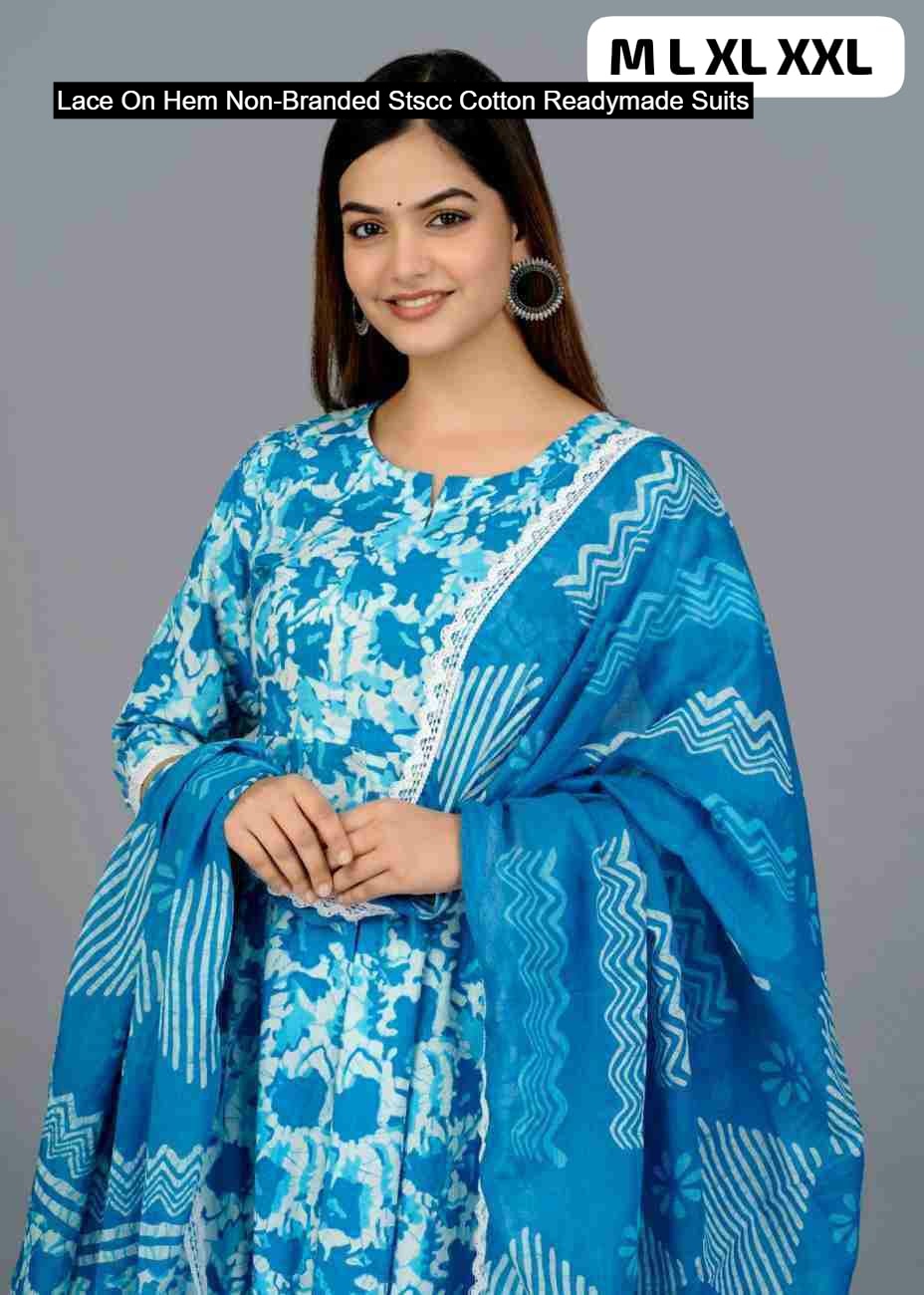 Lace On Hem Non-Branded Stscc Cotton Readymade Suits