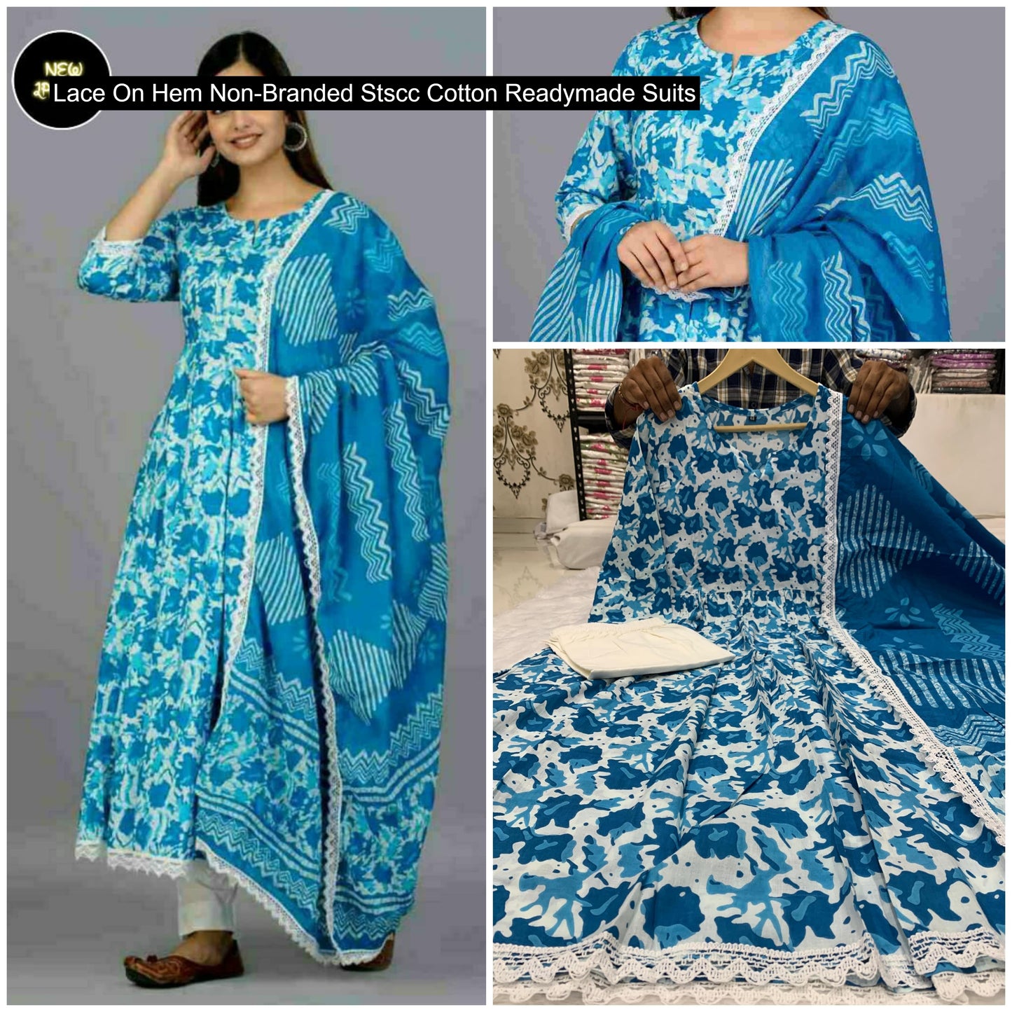 Lace On Hem Non-Branded Stscc Cotton Readymade Suits