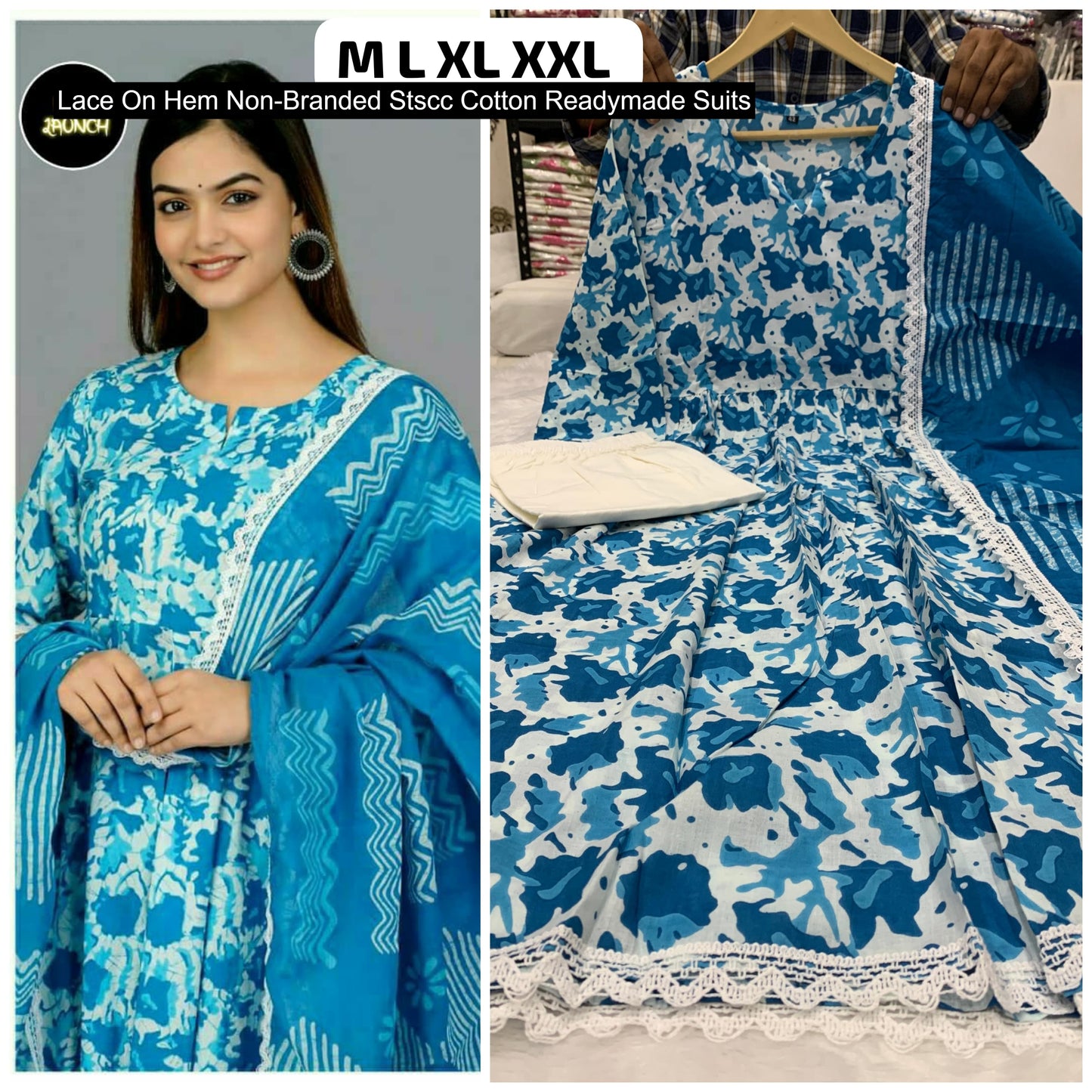 Lace On Hem Non-Branded Stscc Cotton Readymade Suits