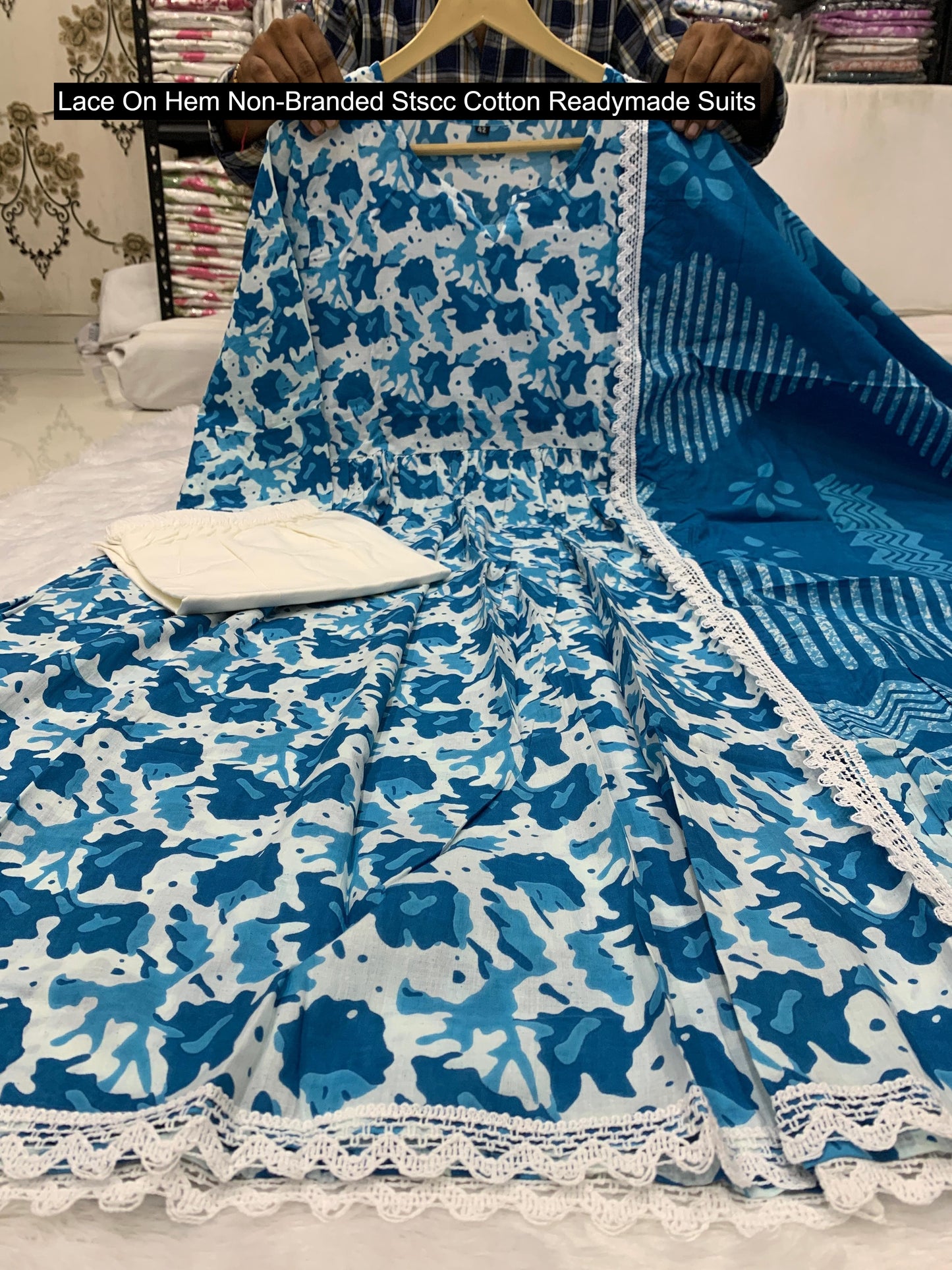 Lace On Hem Non-Branded Stscc Cotton Readymade Suits