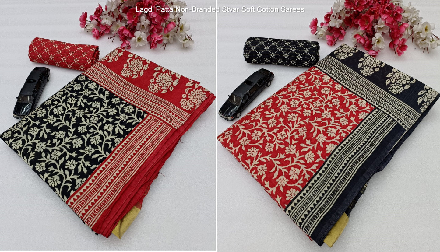 Lagdi Patta Non-Branded Stvar Soft Cotton Sarees