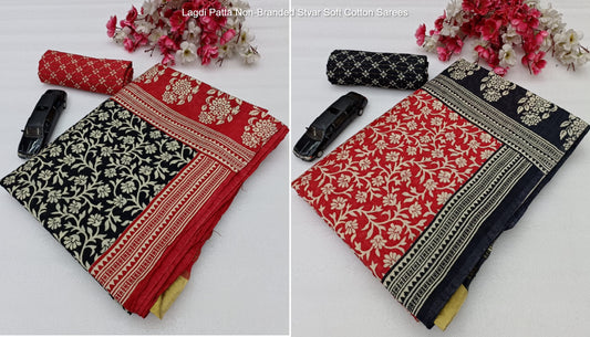 Lagdi Patta Non-Branded Stvar Soft Cotton Sarees