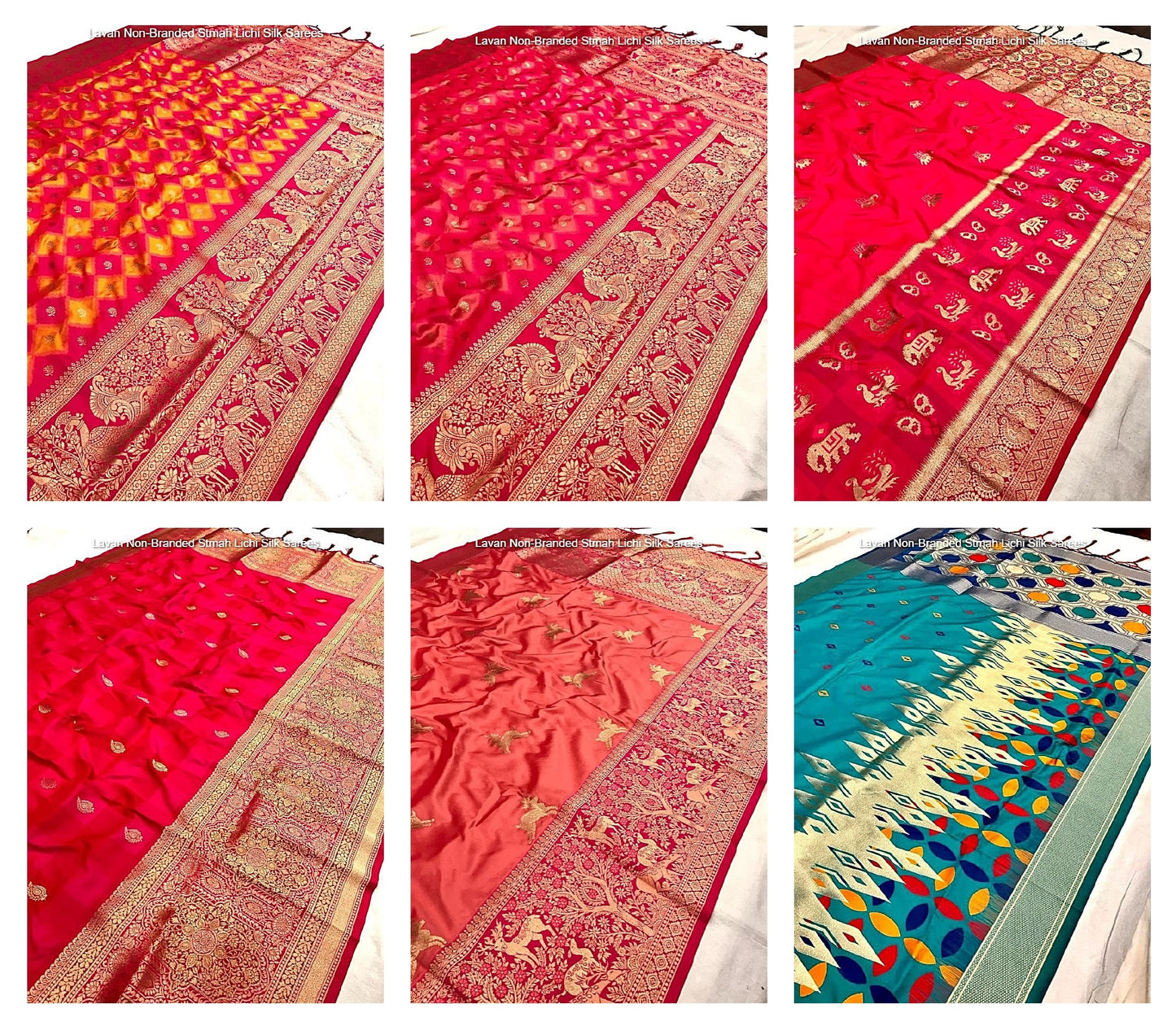 Lavan Non-Branded Stmah Lichi Silk Sarees