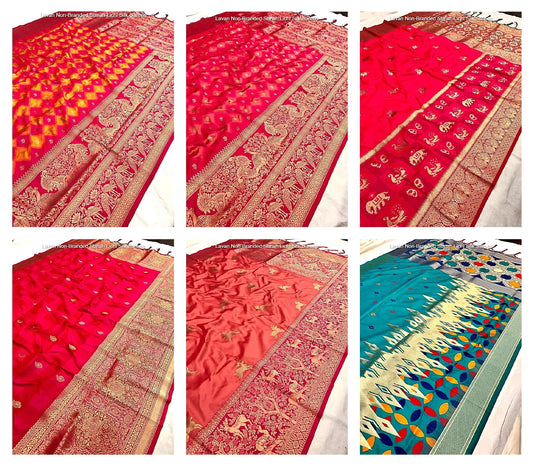 Lavan Non-Branded Stmah Lichi Silk Sarees