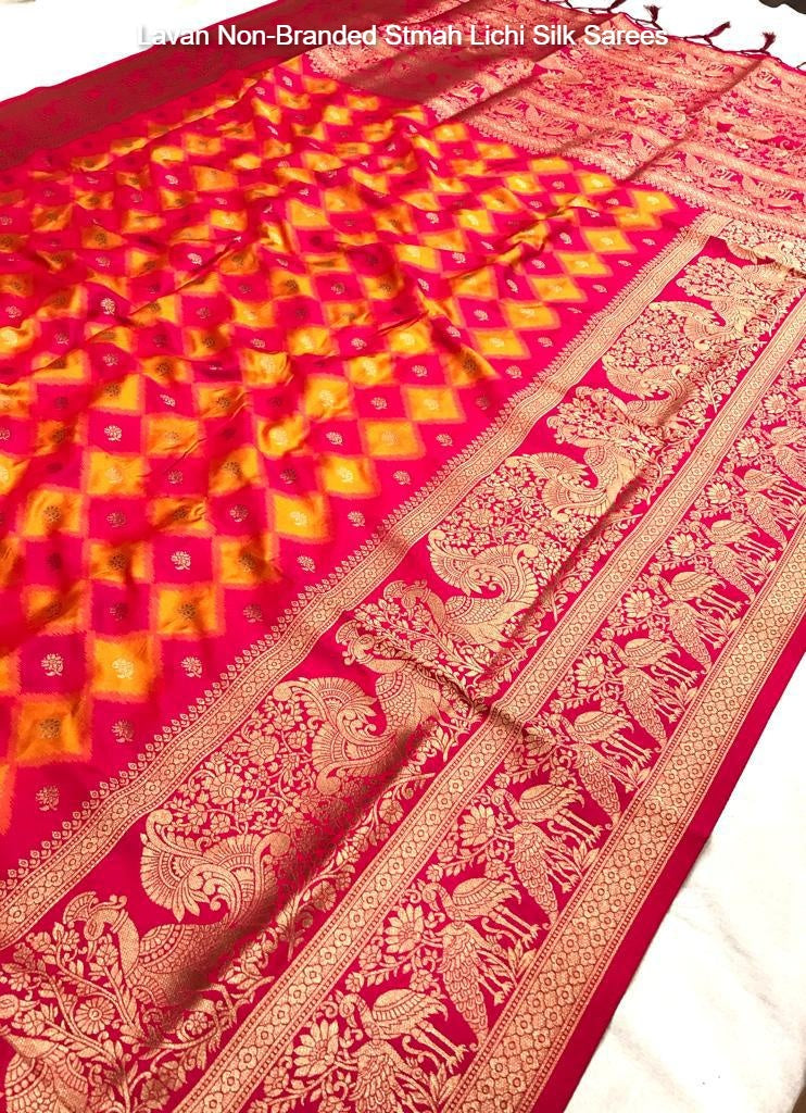 Lavan Non-Branded Stmah Lichi Silk Sarees