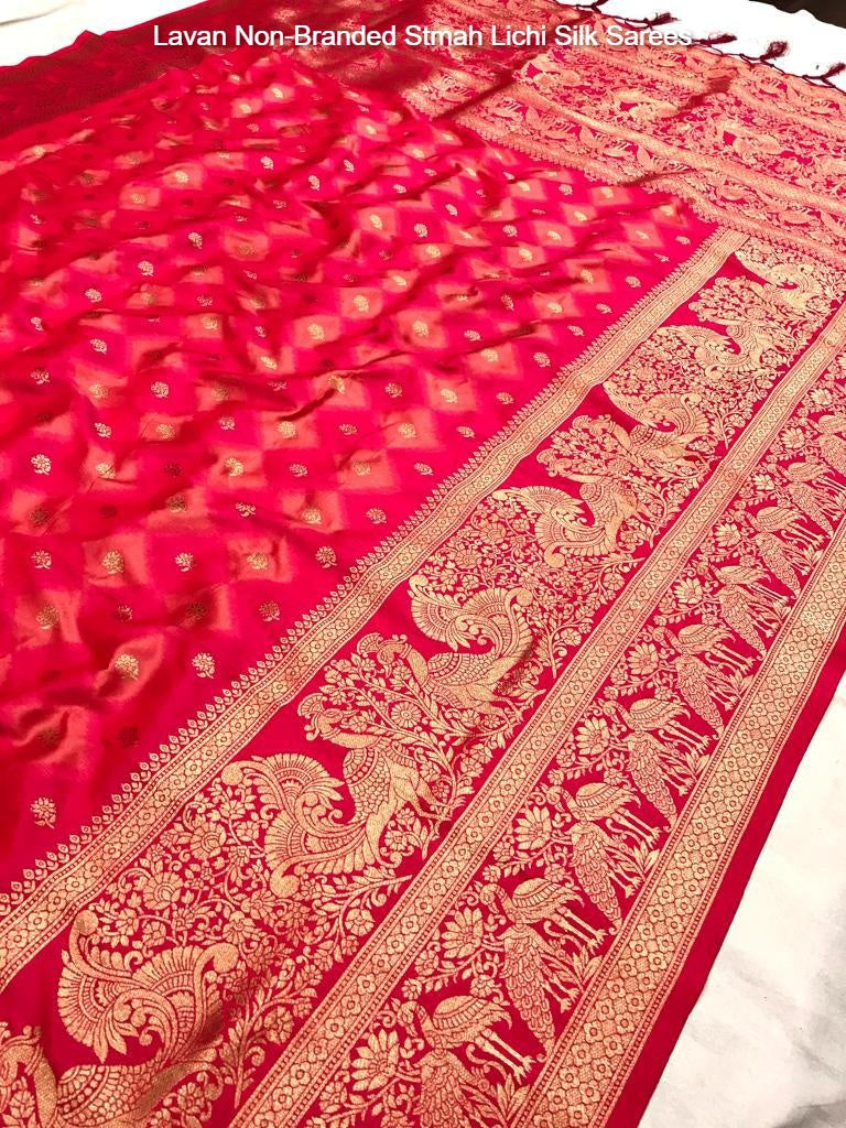 Lavan Non-Branded Stmah Lichi Silk Sarees
