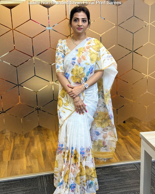 Laxmi Non-Branded Stvan Floral Print Sarees
