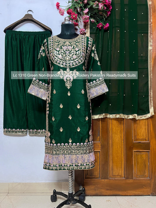 Lc 1310 Green Non-Branded Stvfl Embroidery Pakistani Readymade Suits