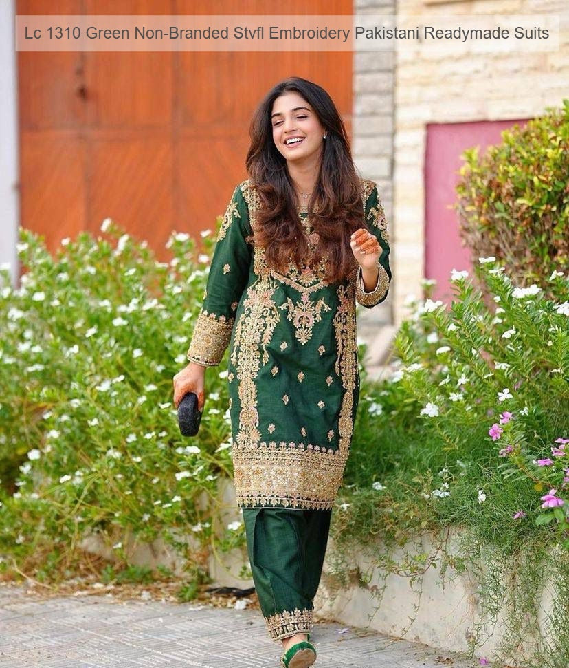 Lc 1310 Green Non-Branded Stvfl Embroidery Pakistani Readymade Suits