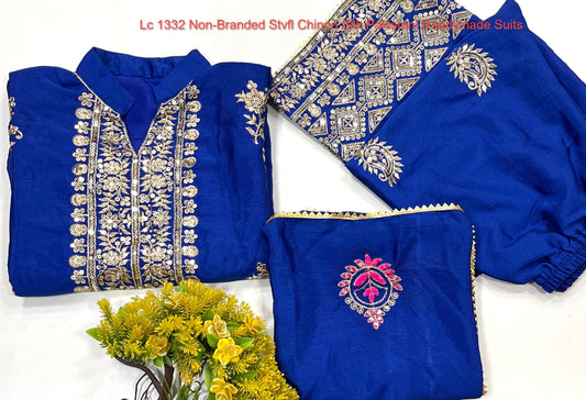 Lc 1332 Non-Branded Stvfl Chinon Silk Pakistani Readymade Suits
