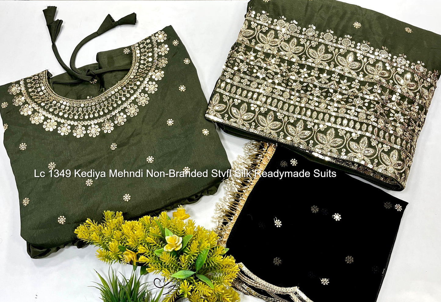Lc 1349 Kediya Mehndi Non-Branded Stvfl Silk Readymade Suits