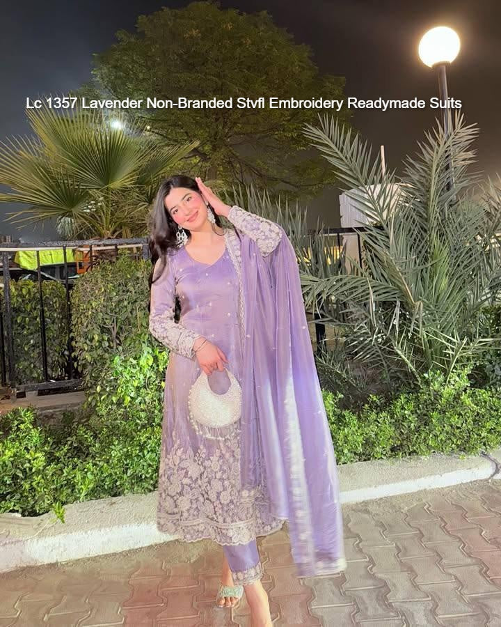 Lc 1357 Lavender Non-Branded Stvfl Embroidery Readymade Suits