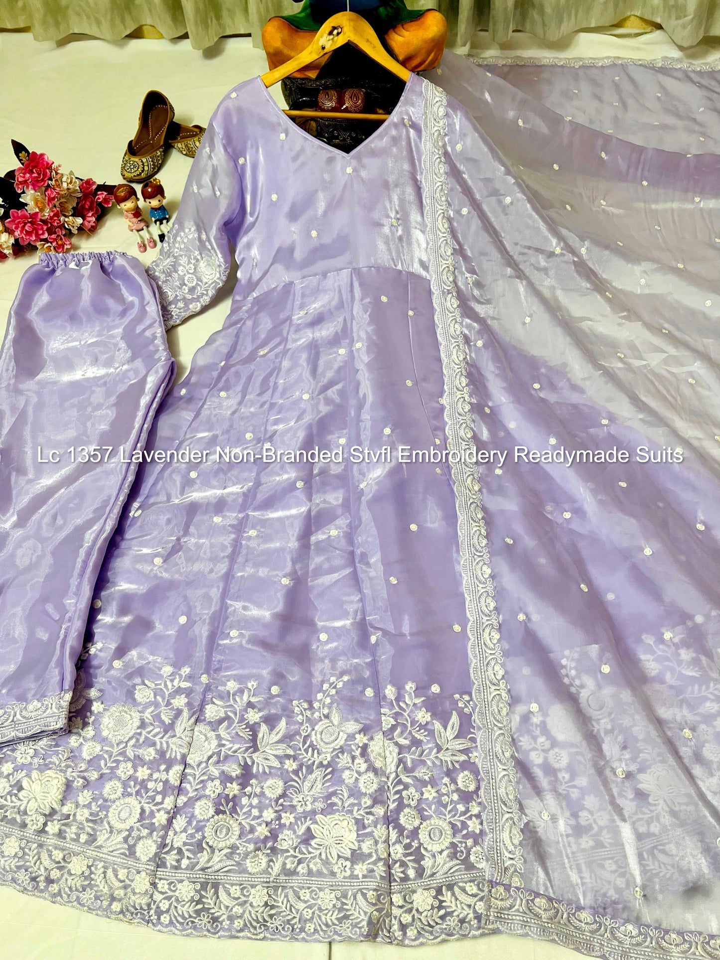 Lc 1357 Lavender Non-Branded Stvfl Embroidery Readymade Suits