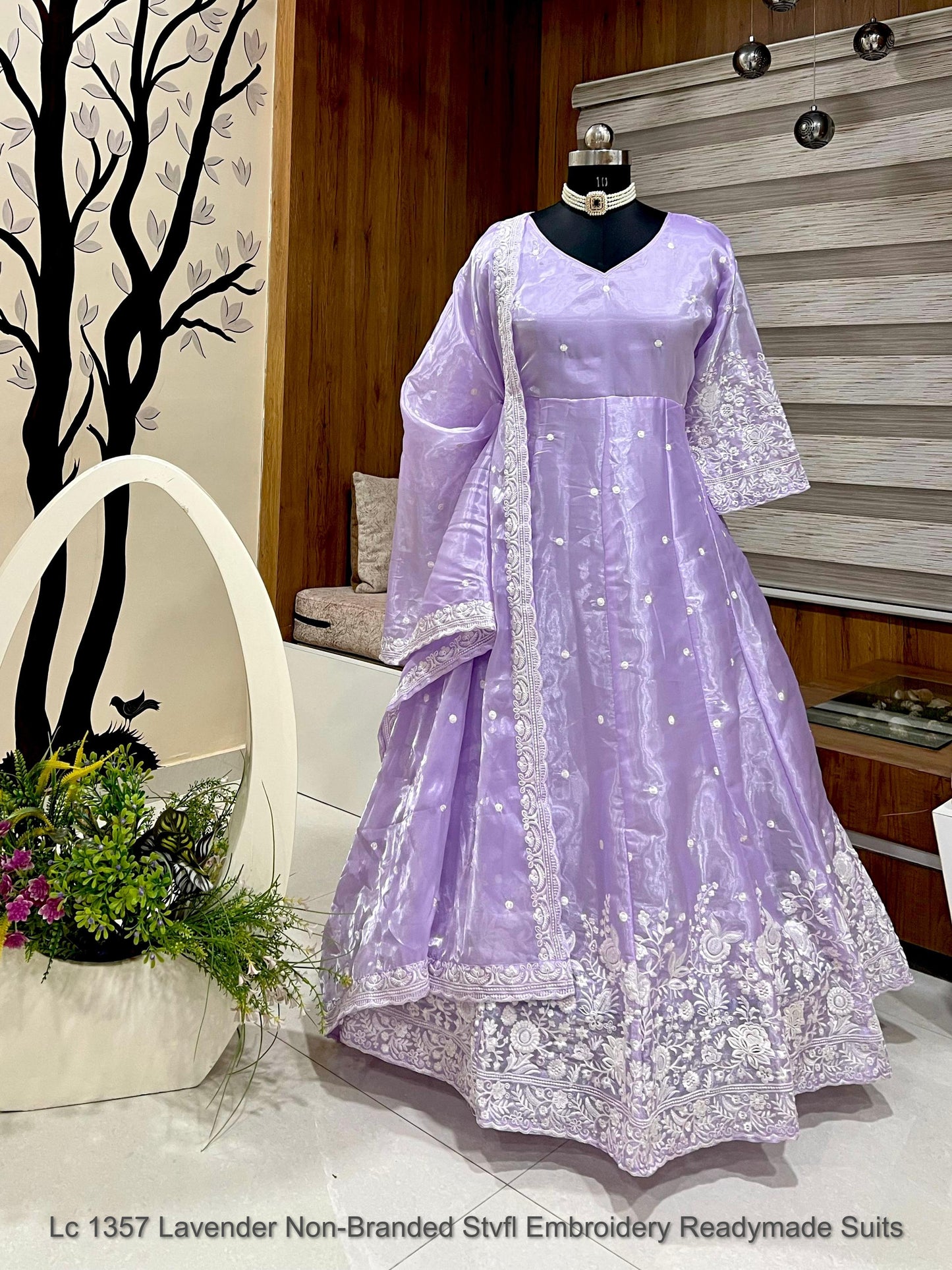 Lc 1357 Lavender Non-Branded Stvfl Embroidery Readymade Suits