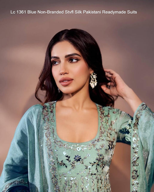 Lc 1361 Blue Non-Branded Stvfl Silk Pakistani Readymade Suits