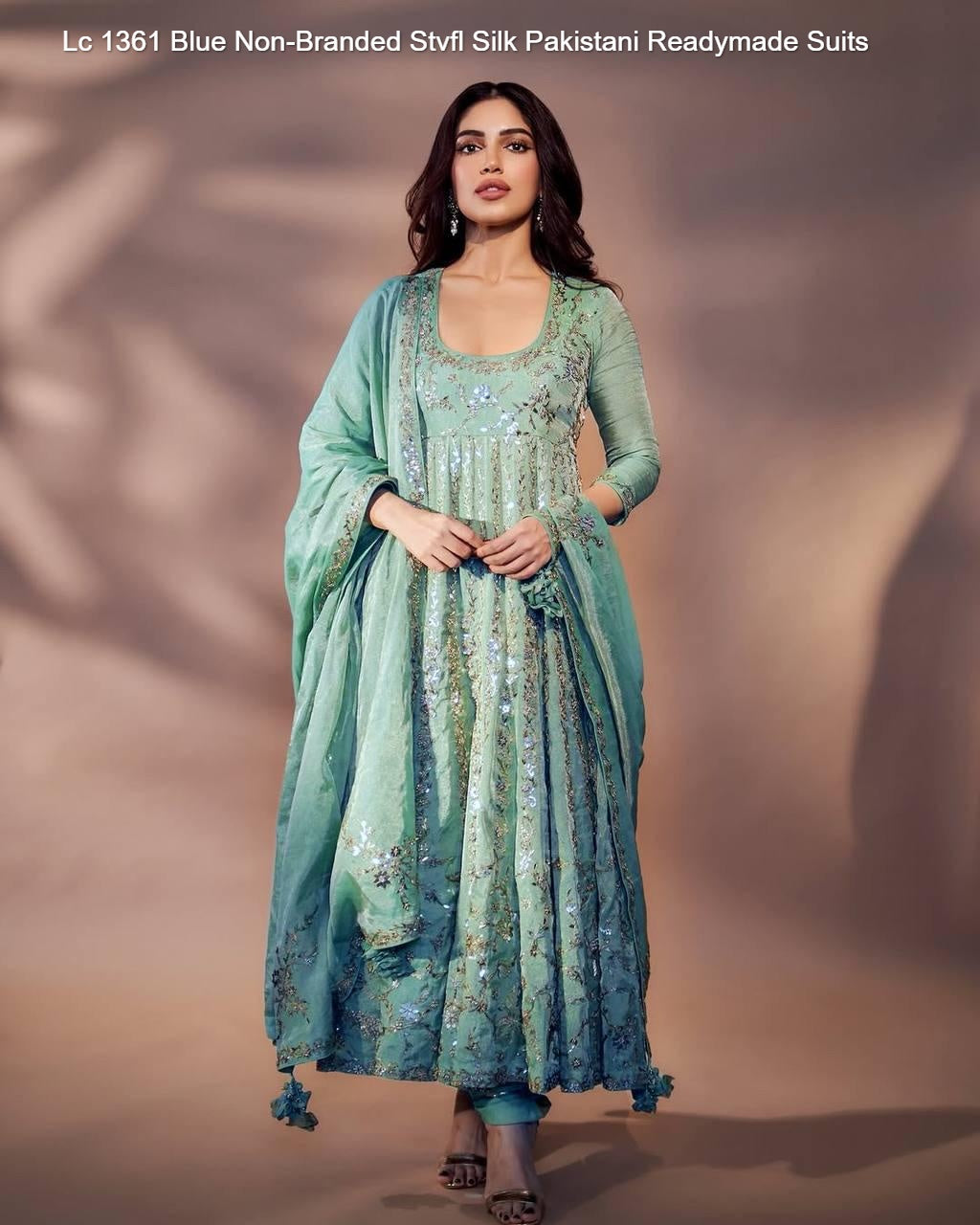 Lc 1361 Blue Non-Branded Stvfl Silk Pakistani Readymade Suits