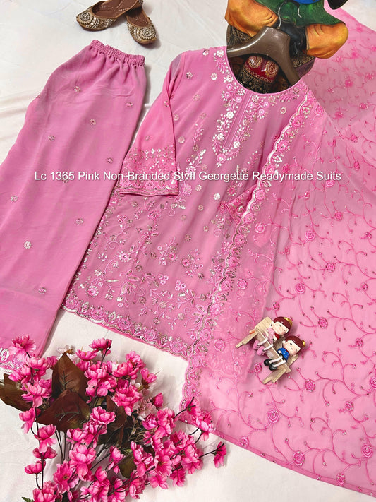 Lc 1365 Pink Non-Branded Stvfl Georgette Readymade Suits
