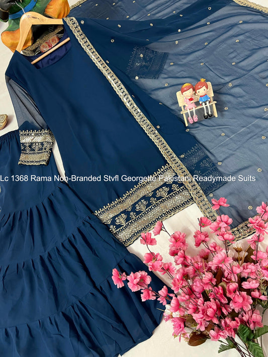 Lc 1368 Rama Non-Branded Stvfl Georgette Pakistani Readymade Suits