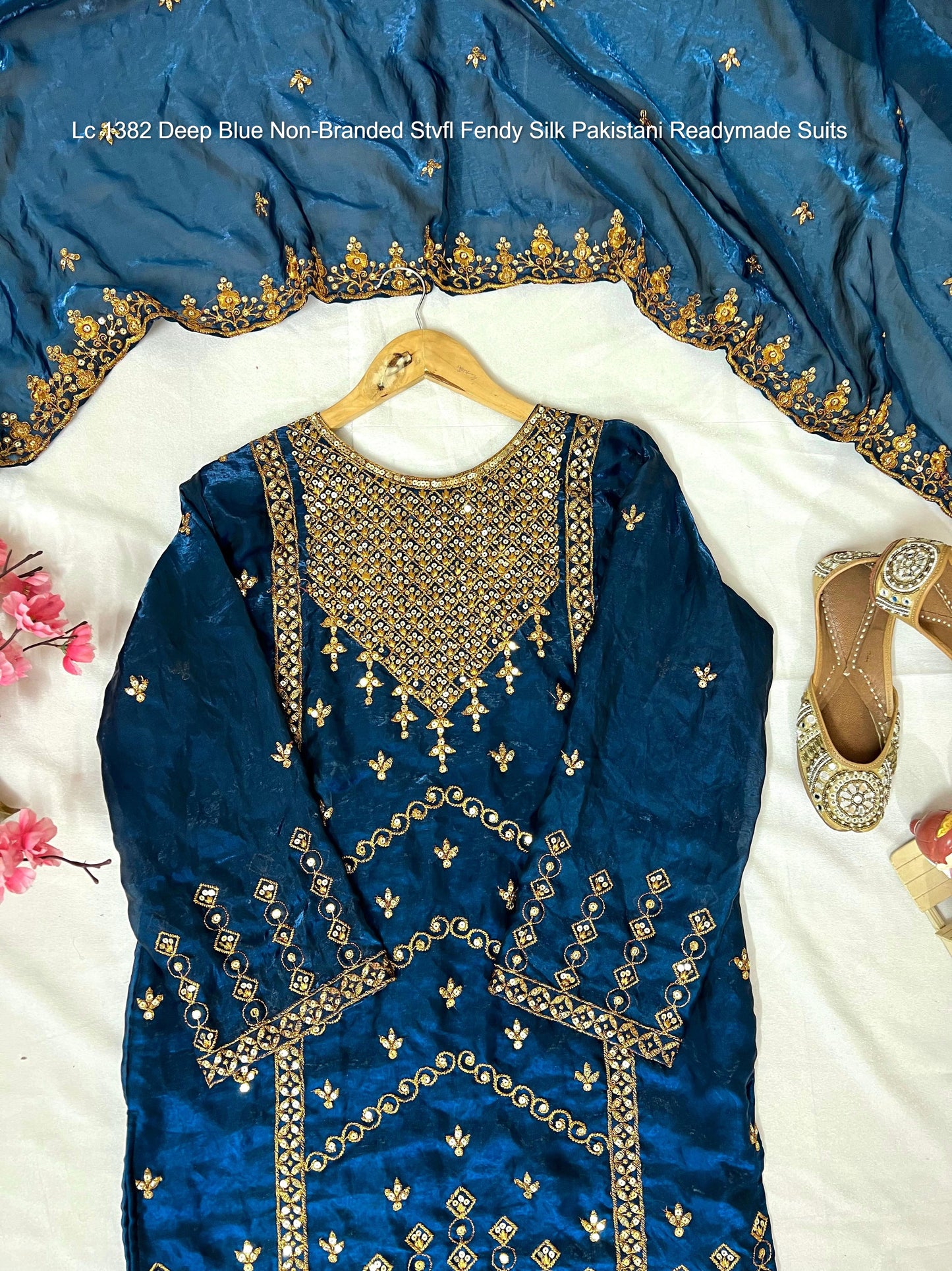Lc 1382 Deep Blue Non-Branded Stvfl Fendy Silk Pakistani Readymade Suits