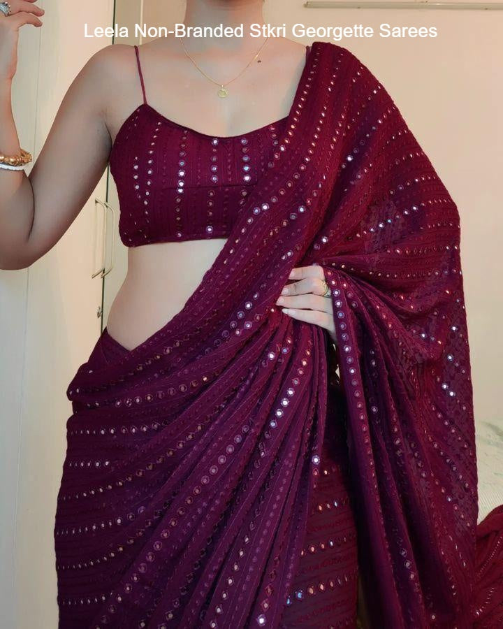Leela Non-Branded Stkri Georgette Sarees