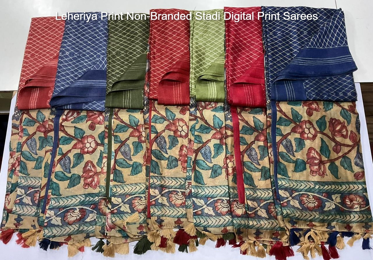 Leheriya Print Non-Branded Stadi Digital Print Sarees